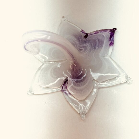 Art Glass Trumpet Vase Handmade Lilac White Cased Sommerso Murano? Italy 7.8" - Picture 5 of 13